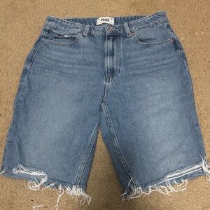 PAIGE Light Blue Denim Frayed Shorts